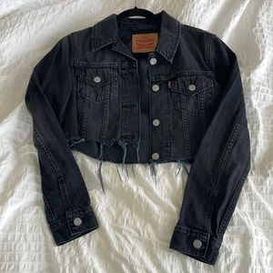 Levi’s Cropped Black Denim Jacket, XS